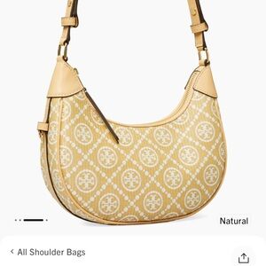 NWT Tory Burch Monogram Raffia Crescent Bag